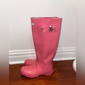Pink hunter tall rain boots